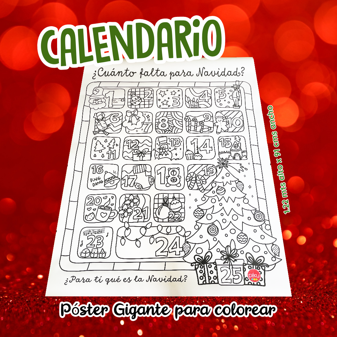 POSTER PARA COLOREAR CALENDARIO PARA NAVIDAD