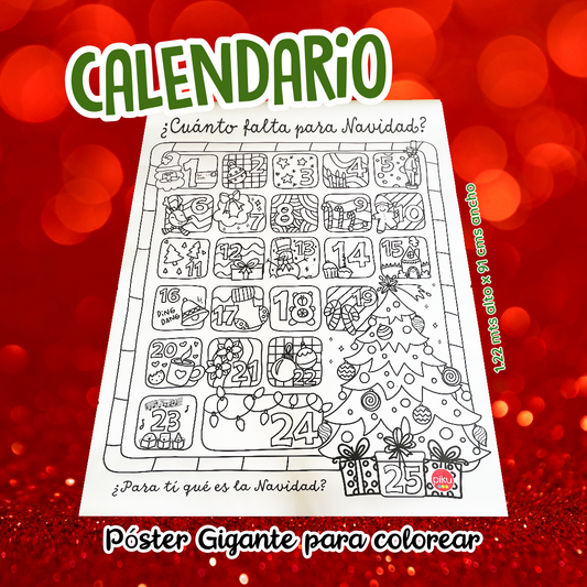 POSTER PARA COLOREAR CALENDARIO PARA NAVIDAD